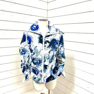 Samuel dong jacket blue white black athletic medium has tag